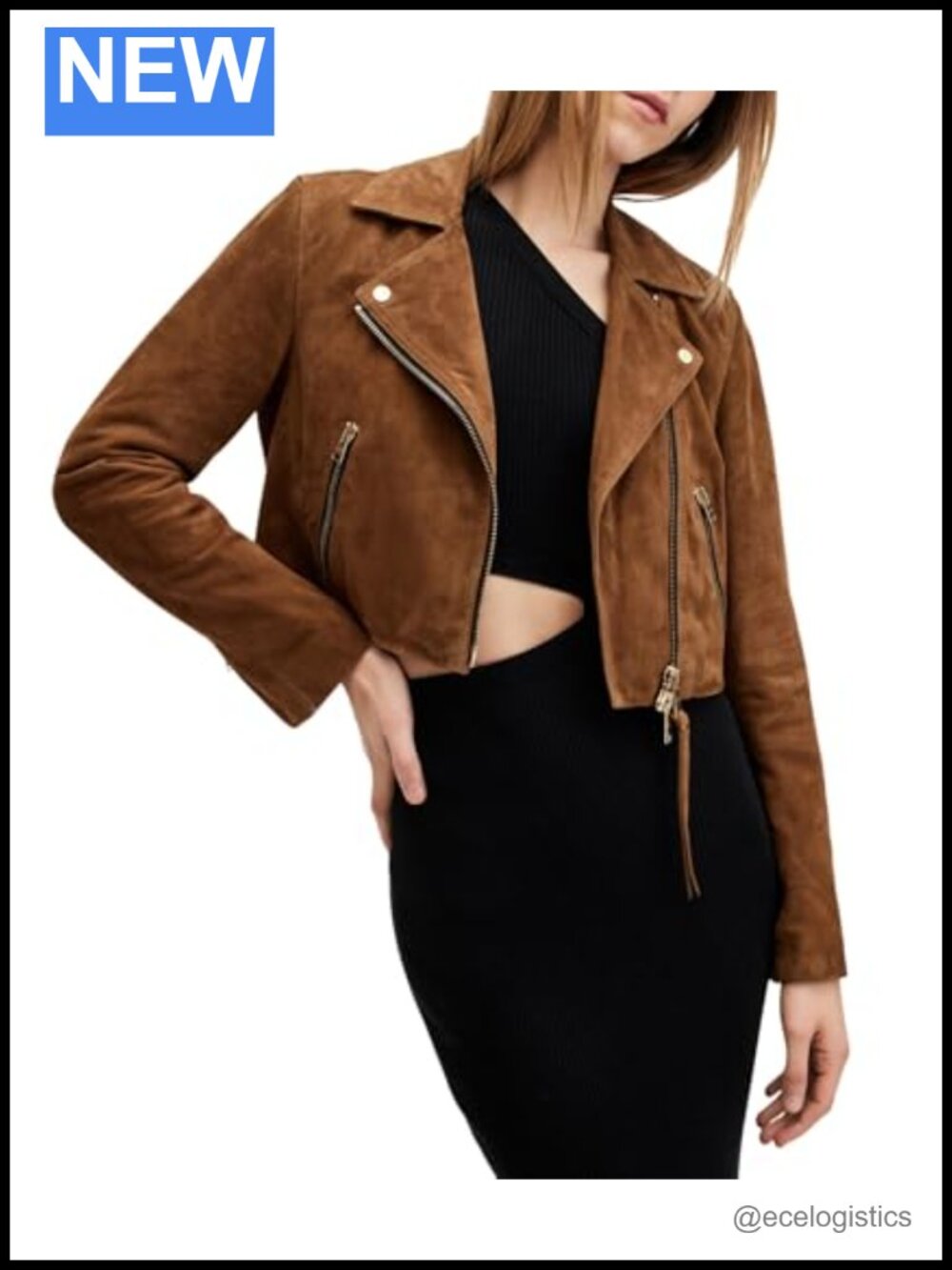 AllSaints Women's Cropped Suede Biker Jacket